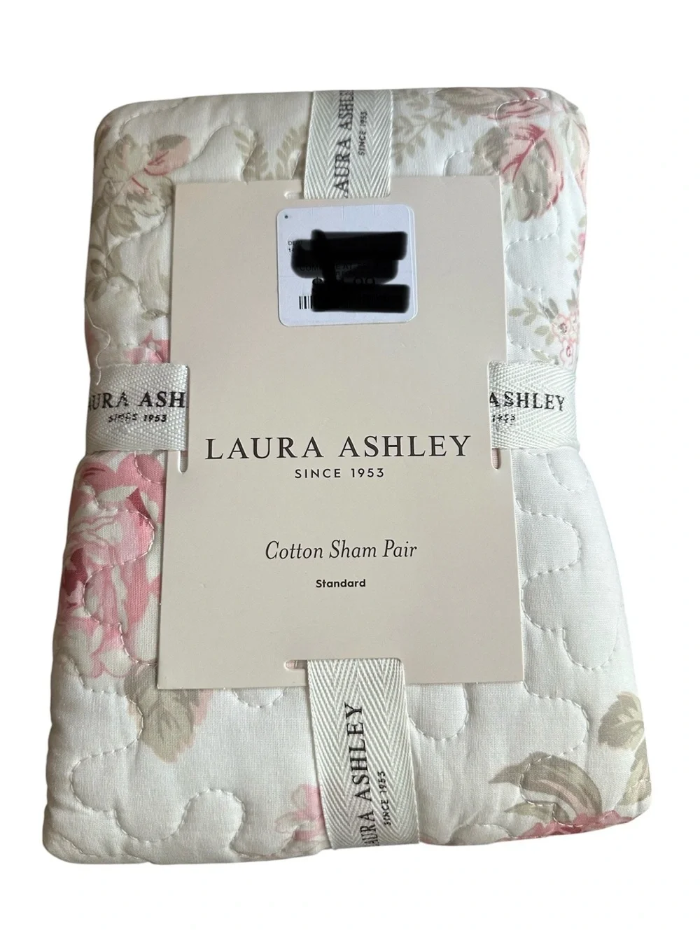 Laura Ashley 2 reversible floral and stripe pillow shams Linley NWT